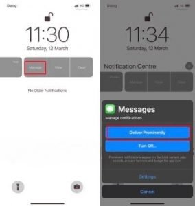 Turn off Deliver Quietly on iMessage